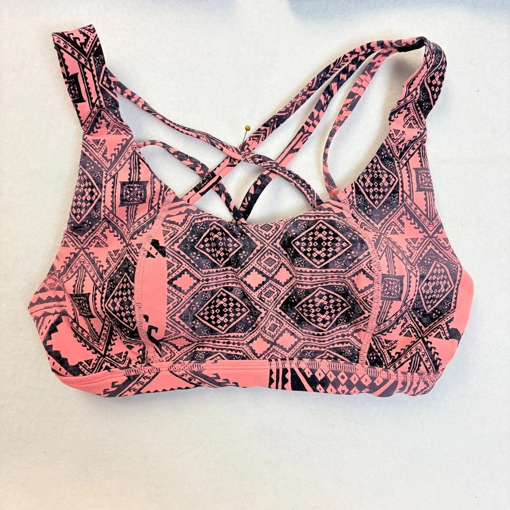 Lot of 3 Sports Bras Sweaty Betty & Nike Run Champion Pink Black Geometric Sz S
